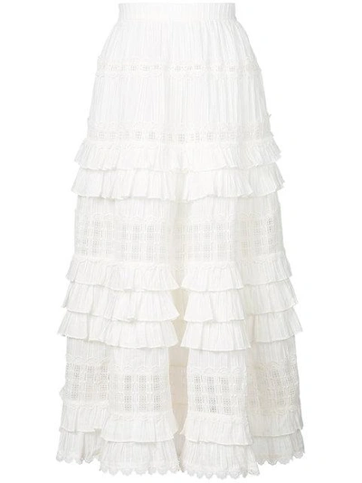 Shop Zimmermann Layered Frill Skirt In White