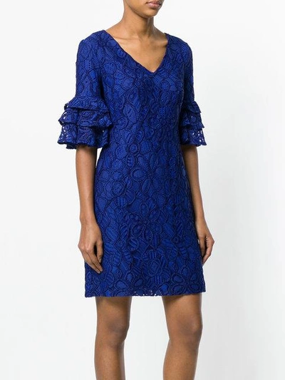 Shop Lauren Ralph Lauren Embroidered Floral Dress In Blue