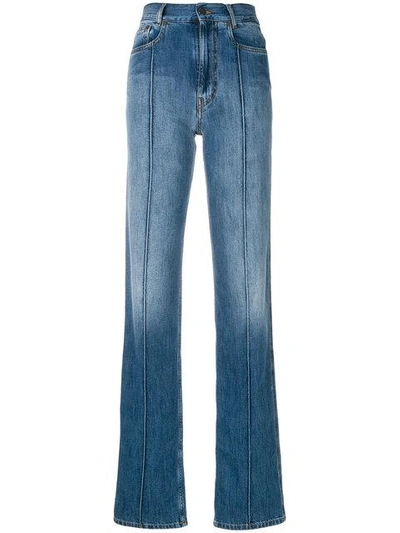 paneled straight leg jeans