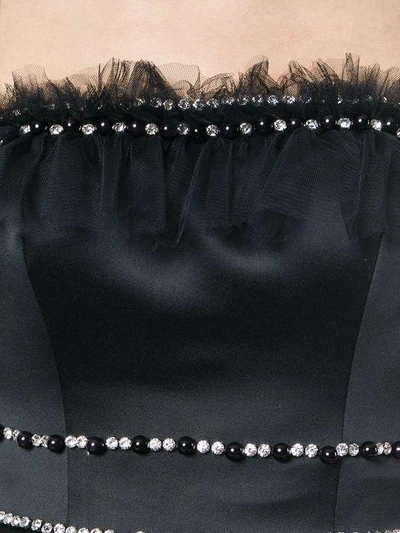 Shop Viktor & Rolf Embellished Tulle Ruffle Mini Dress In Black