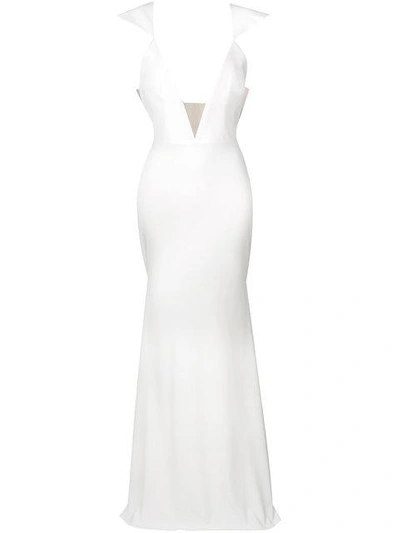Shop Alex Perry Deep V-neck Gown - White