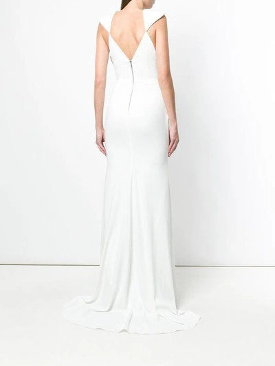 Shop Alex Perry Deep V-neck Gown - White