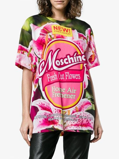 Shop Moschino Fresh Cut Flowers Logo T Shirt - Multicolour