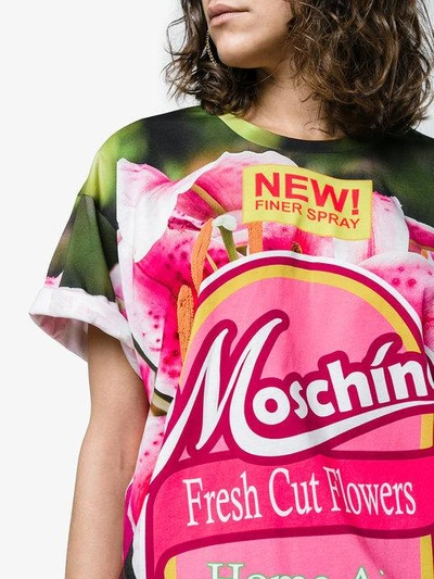 Shop Moschino Fresh Cut Flowers Logo T Shirt - Multicolour