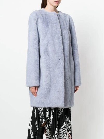 Shop Liska Long-sleeve Coat In Blue
