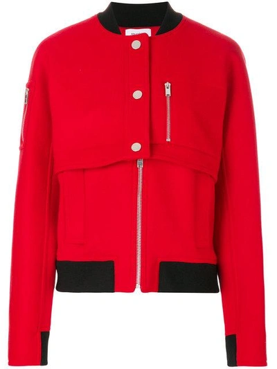 Shop Courrèges Layered Bomber Jacket In Red