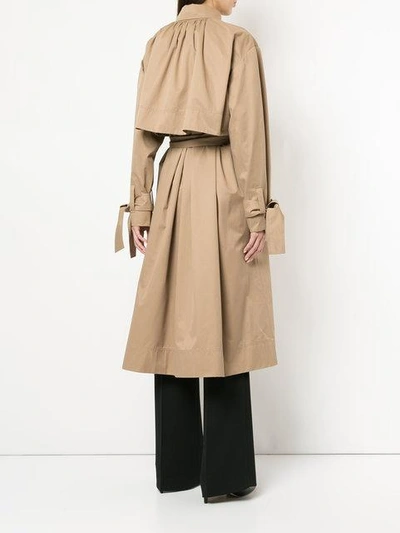 Shop Tiko Paksa Classic Belted Trench Coat - Neutrals