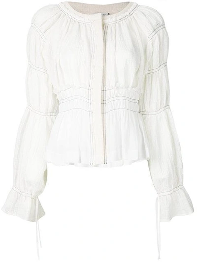 Shop Altuzarra Tiered Sleeve Cropped Jacket In White