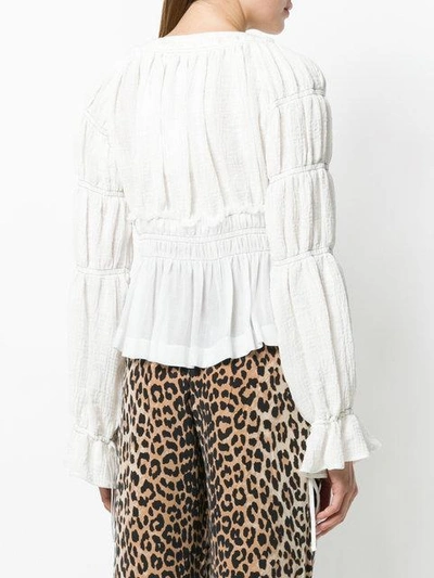 Shop Altuzarra Tiered Sleeve Cropped Jacket In White