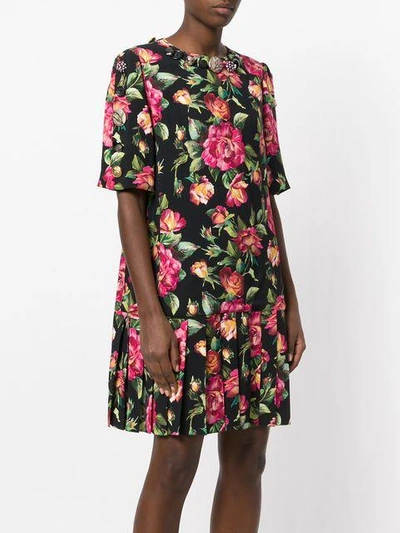 Shop Dolce & Gabbana Floral Bouquet Printed Dress In Hne10 Rose Fdo Nero