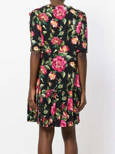 Shop Dolce & Gabbana Floral Bouquet Printed Dress In Hne10 Rose Fdo Nero