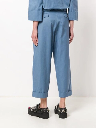 Shop Société Anonyme Cropped Chino Trousers In Blue