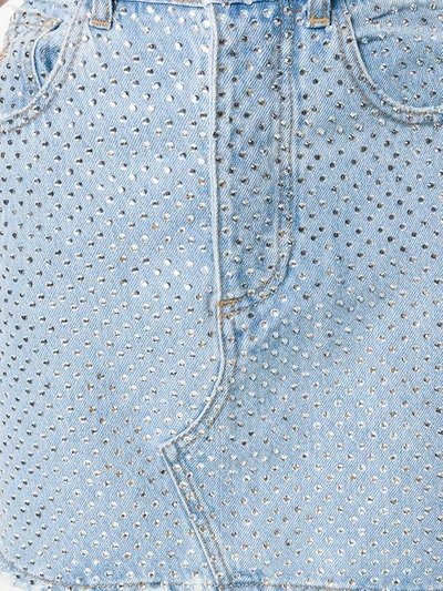 Shop Attico Crystal-embellished Denim Mini Skirt - Blue