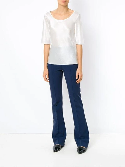 Shop Gloria Coelho Silk Blouse In White