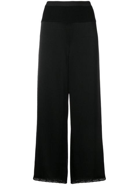 T By Alexander Wang Cropped Lace Trim Trousers In Black | ModeSens
