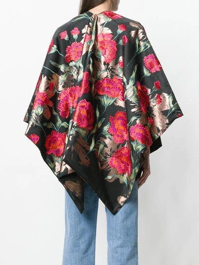 Shop Ermanno Gallamini Floral Print Kimono Jacket In Black