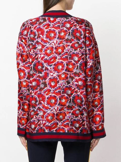 Shop Gucci Poppy Garden Print Cardigan In Red