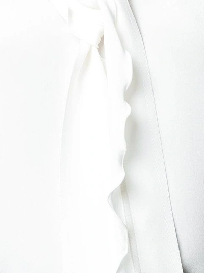 Shop Derek Lam Long Sleeve V-neck Scarf Neck Blouse - White