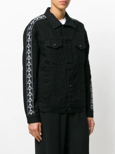 Shop Marcelo Burlon County Of Milan Kappa Denim Jacket In Black