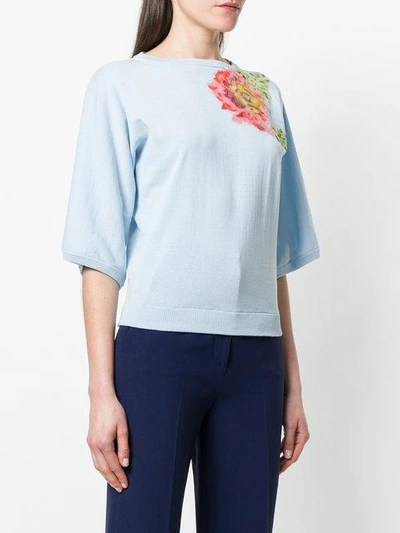 Shop Blumarine Floral Short-sleeve Sweater