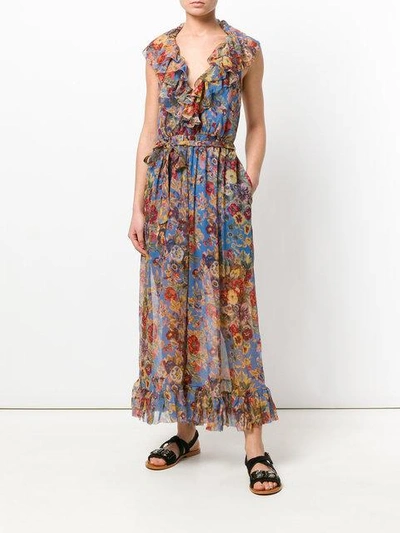 Shop Zimmermann Long Floral Print Jumpsuit - Multicolour