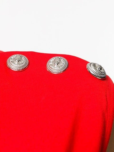 Shop Balmain Button-embellished Logo Tank - Red