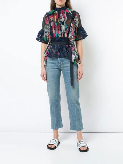 Shop Sacai Floral Belted Blouse In Multicolour