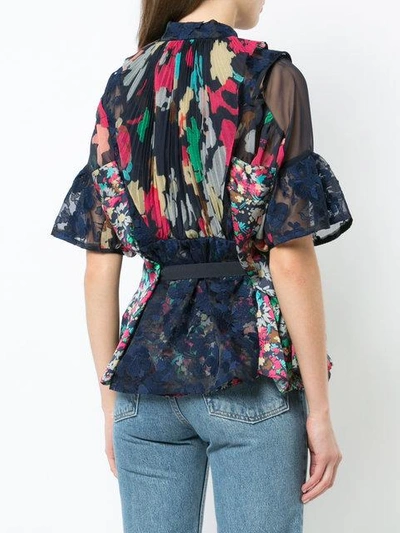 Shop Sacai Floral Belted Blouse In Multicolour
