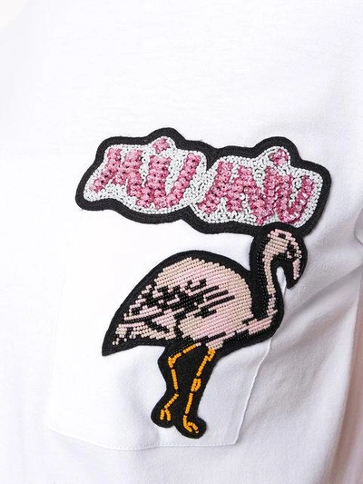 Shop Miu Miu Flamingo Embroidered T-shirt In White