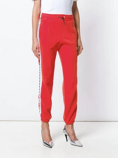 Shop Msgm Side Stripe Track Pants In Red