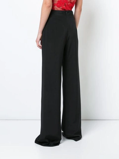 Shop Marchesa High-waist Wide Leg Trousers In Black