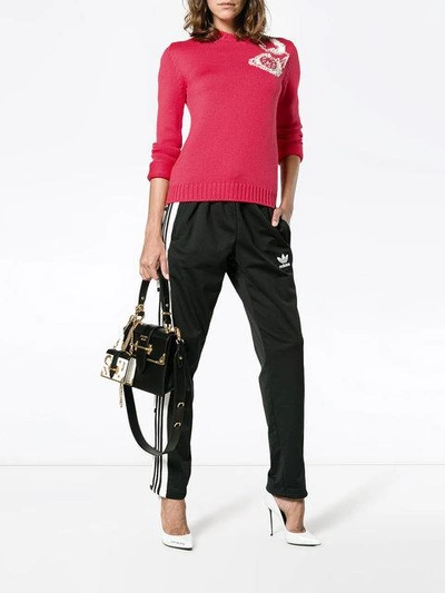 Shop Miu Miu Phone Intarsia Knitted Sweater In Pink