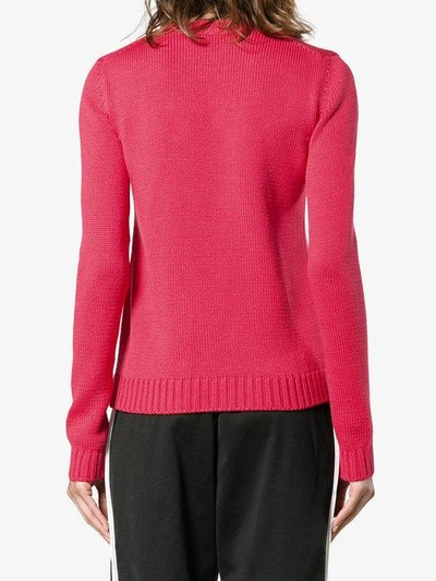 Shop Miu Miu Phone Intarsia Knitted Sweater In Pink
