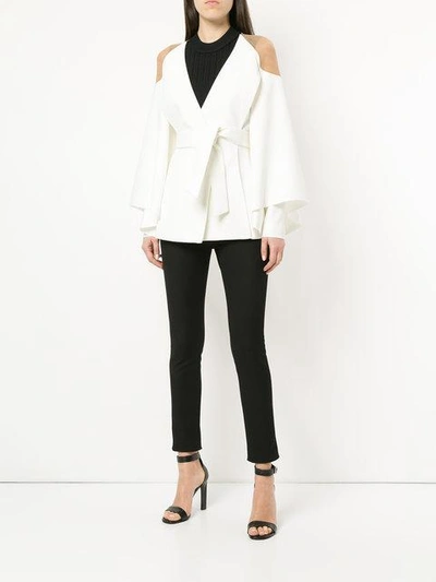 Shop Balmain Sheer Shoulder Jacket In White