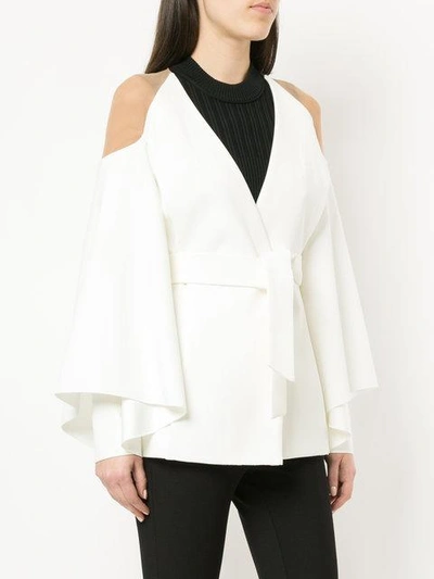Shop Balmain Sheer Shoulder Jacket In White
