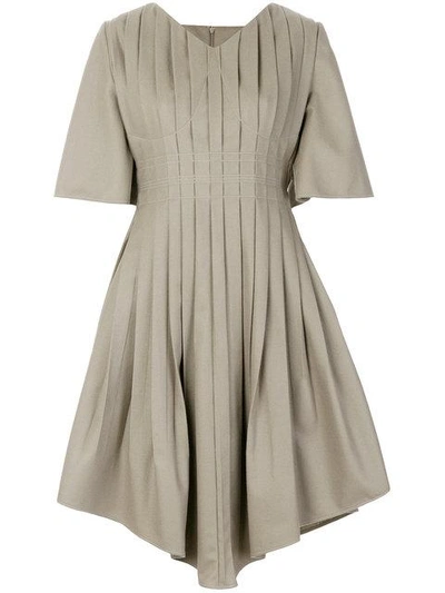 Shop Vejas Pleated V-neck Dress In Grey