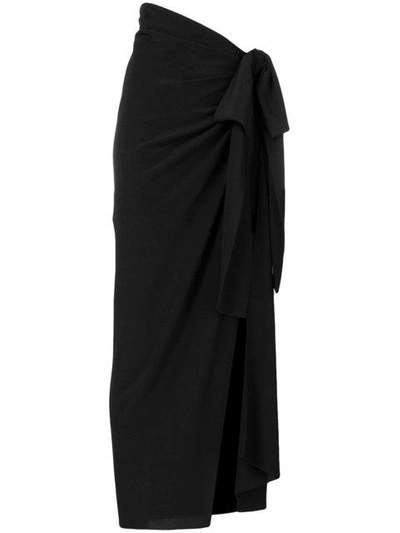 Shop Saint Laurent Asymmetric Draped Skirt In Black