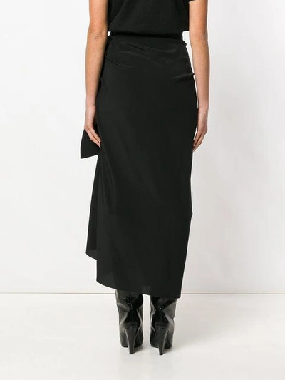 Shop Saint Laurent Asymmetric Draped Skirt In Black