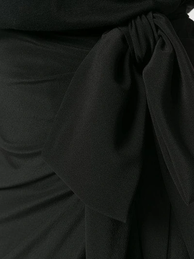 Shop Saint Laurent Asymmetric Draped Skirt In Black