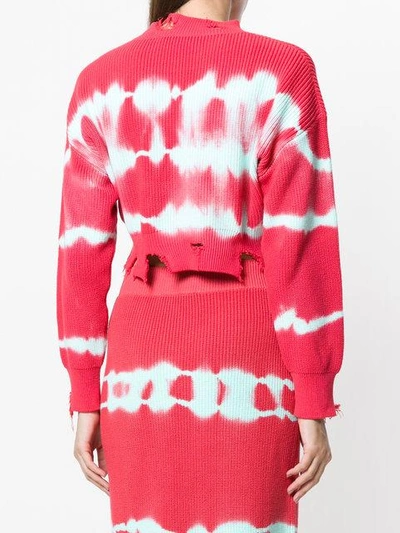 Shop Msgm Tie-dye Raw Edge Cropped Sweater In Pink