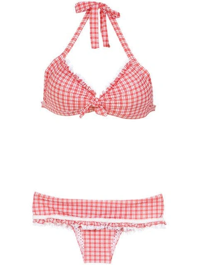 Shop Amir Slama Plaid Bikini Set In Red