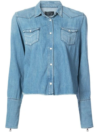 Shop Rta Raw Edge Denim Shirt In Blue