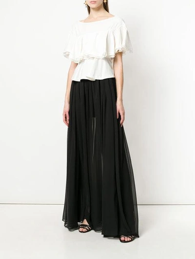 Shop Elie Saab Long Pleated Skirt In Black