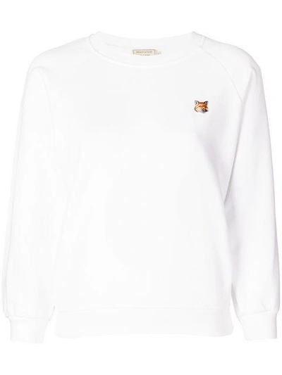 Shop Maison Kitsuné Fox Patch Sweatshirt In White