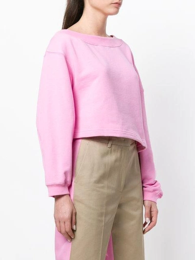 Shop Msgm Asymmetric Cropped Sweatshirt - Pink