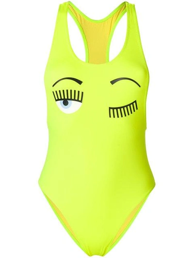 Shop Chiara Ferragni Flirting Bathing Suit In Yellow & Orange
