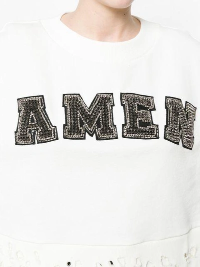 Shop Amen Cropped Logo Jumper In Neutrals