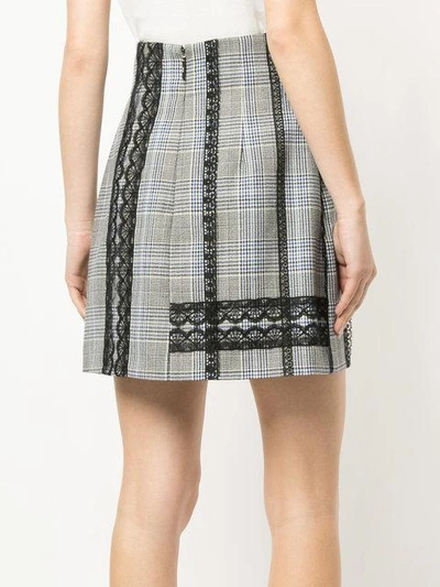 Shop Msgm Lace Trim Check Skirt