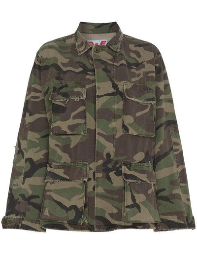 Shop Adaptation Embroidered Camouflage Cotton Jacket In Green
