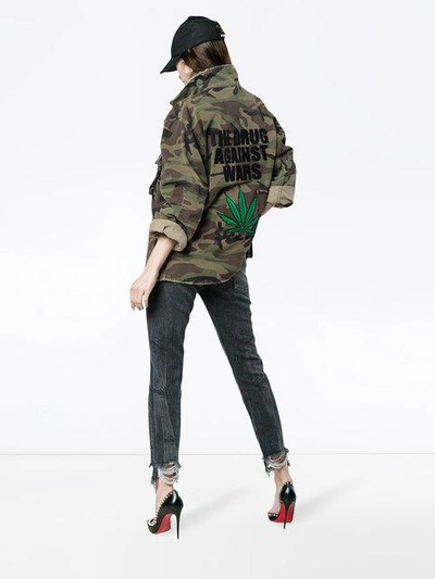 Shop Adaptation Embroidered Camouflage Cotton Jacket In Green